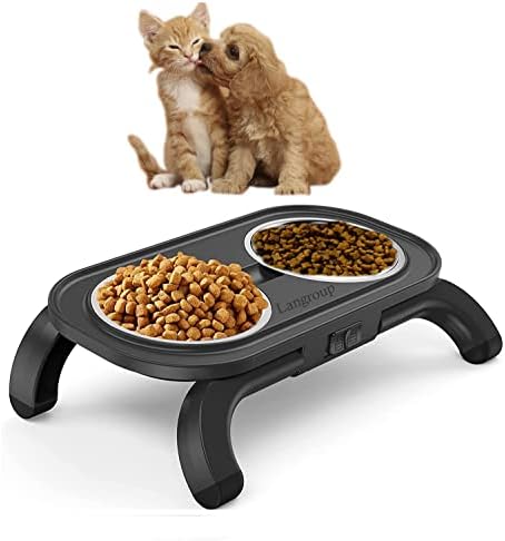 Langroup Povišeni Mačka Zdjela, Prilagodljiva Podigao Hrane i Vode Hrani Zdjele za Mačke i Male Viršle,