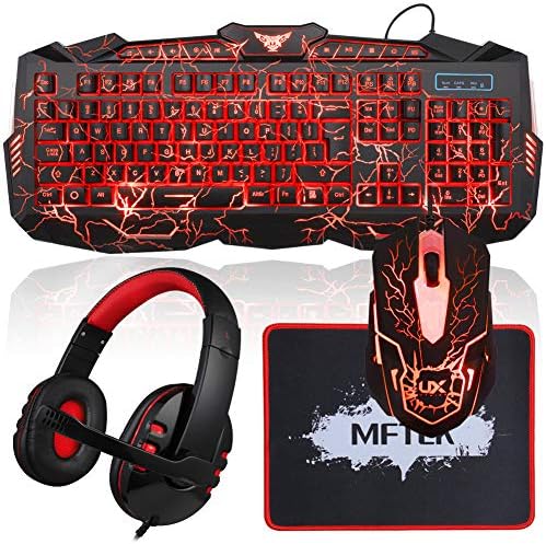 Gaming Tastaturi i Miša Kombinacija sa Slušalicama, MFTEK Crack okrenuta leđima 3 Boje Tastaturu, Ozvucen