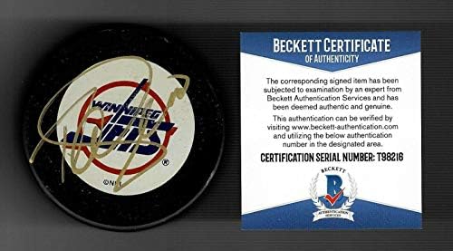 Teemu Selanne Potpisao Vinipegu Jetsi Puck Beckett COA - Potpisanu NHL Pakova
