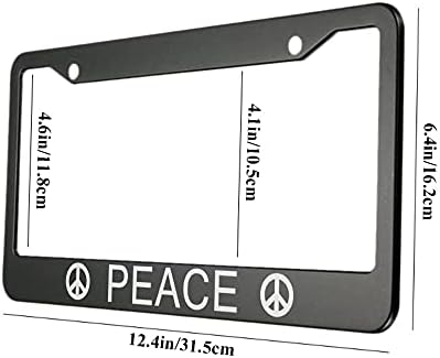 oFloral Mir Aluminijske Legure Tablice Okvir Bijeli Znak za Mir na Crno važe za NAS Standard Auto Metal
